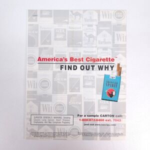 Natural American Spirit Americas Best Cigarette Print Ad Advertising Y2K Vintage